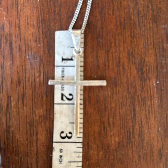 Sterling silver modern large cross on sterling chain unisex 925 - Picture 7 of 10